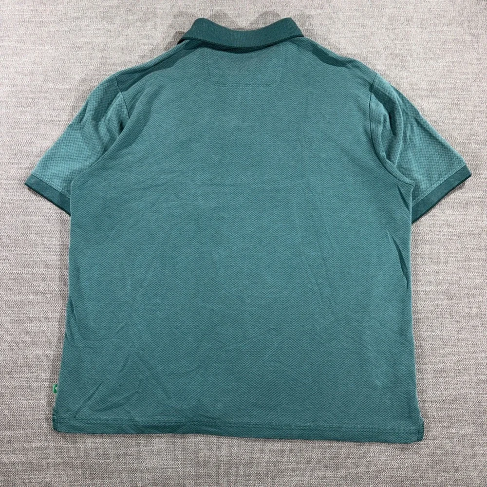 Tommy Bahama Polo Shirt Mens Large Teal Green Good Chevron Modal Blend Short Slv